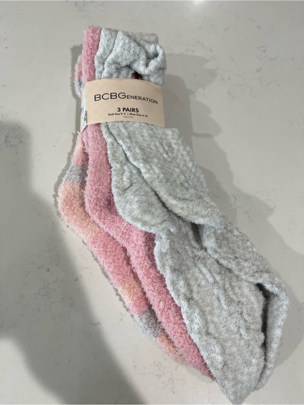 BCBGeneration Men's 3-Pack Cozy Socks — Pink, Light Gray & Blush